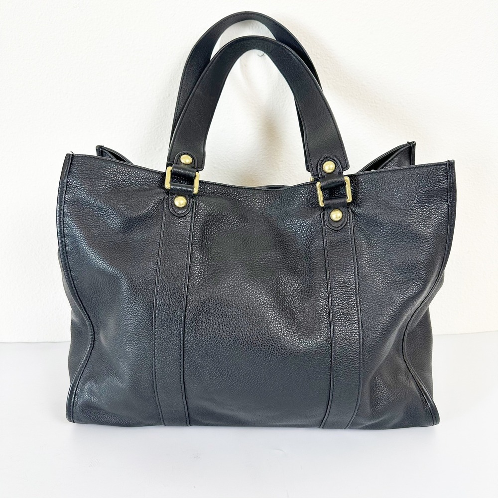 Juicy Couture Black Pebbled Leather Large Tote Bag with Gold Accents - Picture 2 of 13